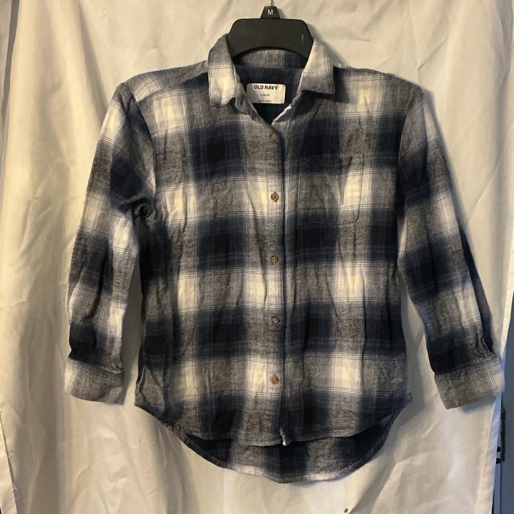 Old Navy Kids Flannel Shirt - Navy and White